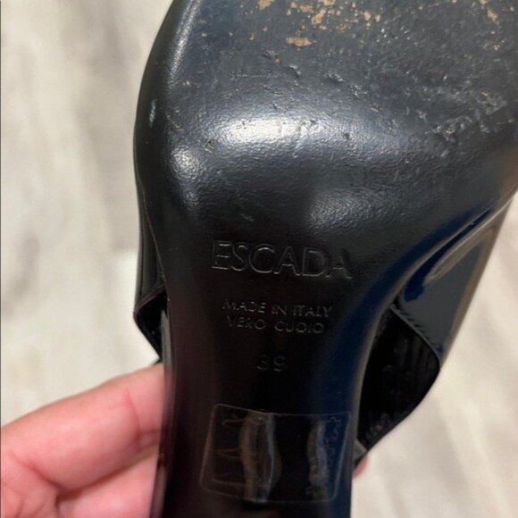 Escada Glossy Black PATENT  Leather HEELS SIZE eu 39 US SIZE 8.5 - Picture 7 of 8